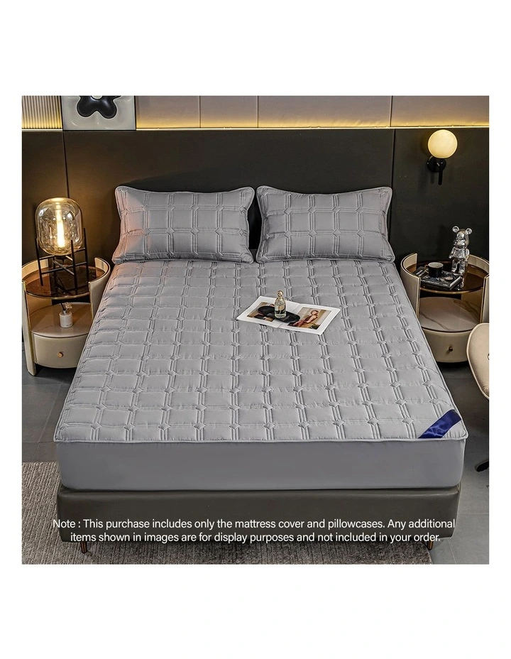 SOGA 2X Grey 183cm Wide Mattress Cover image 2