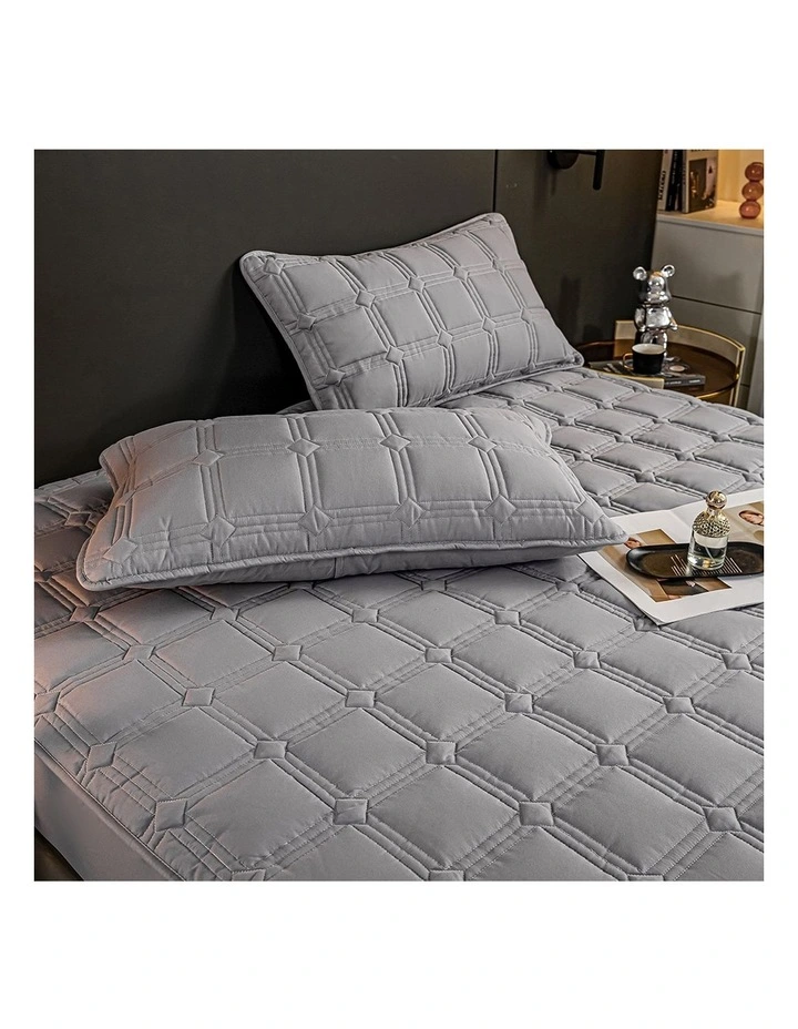 SOGA 2X Grey 183cm Wide Mattress Cover image 3