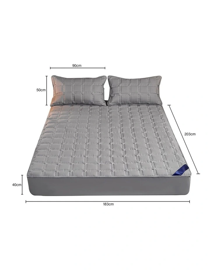 SOGA 2X Grey 183cm Wide Mattress Cover image 6