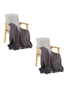 SOGA 2 Pack Star Grey Gradient Tassel Throw Blanket 127x170cm