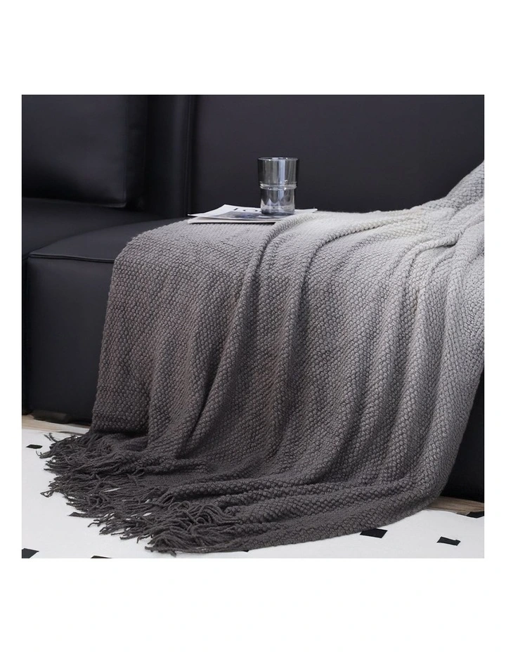 SOGA 2 Pack Star Grey Gradient Tassel Throw Blanket 127x170cm image 2