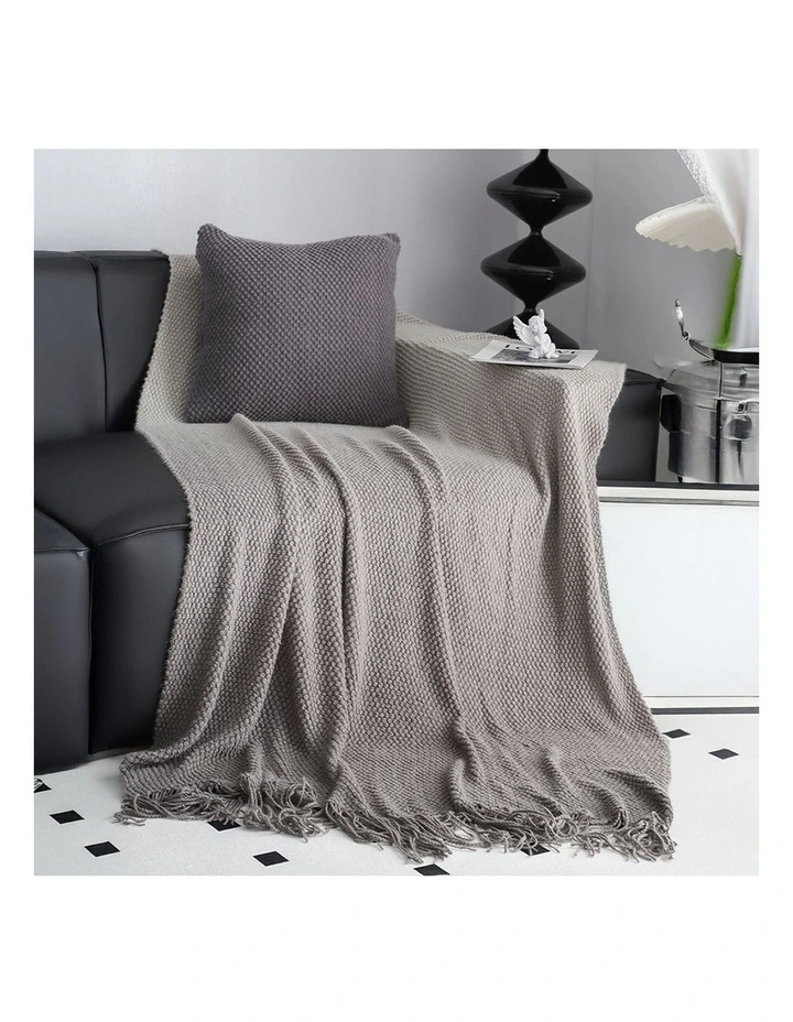 SOGA 2 Pack Star Grey Gradient Tassel Throw Blanket 127x170cm image 3