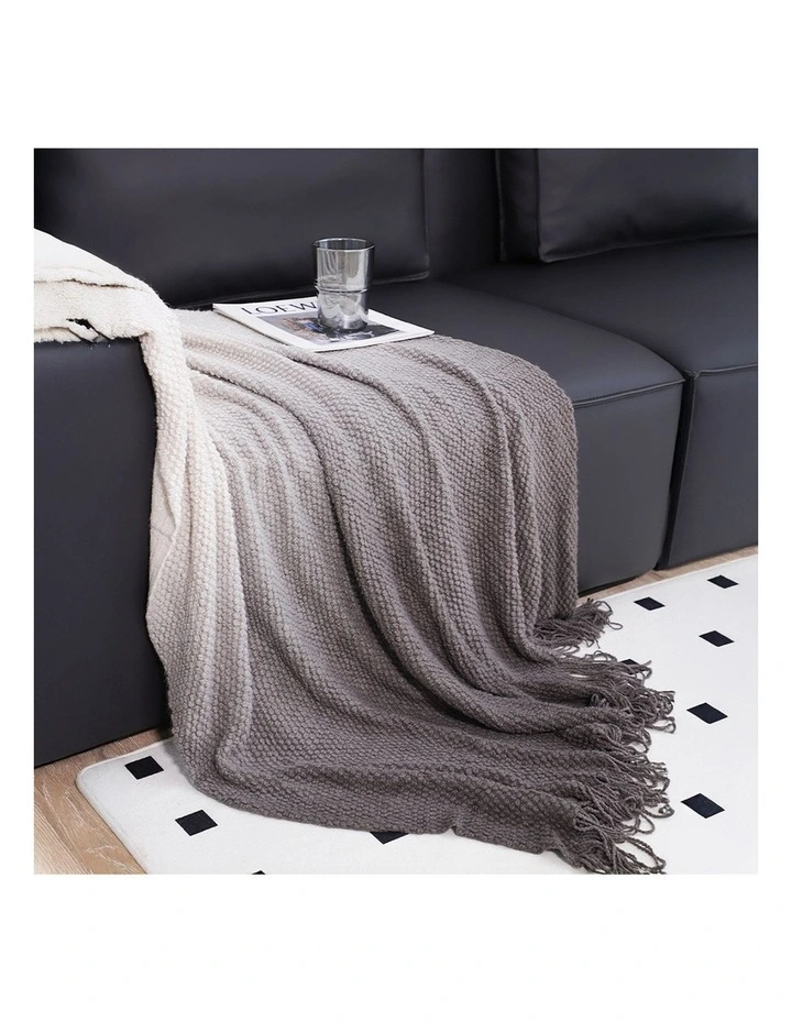 SOGA 2 Pack Star Grey Gradient Tassel Throw Blanket 127x170cm image 4