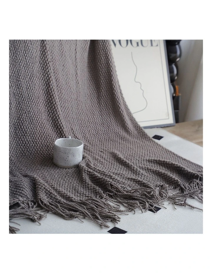SOGA 2 Pack Star Grey Gradient Tassel Throw Blanket 127x170cm image 6