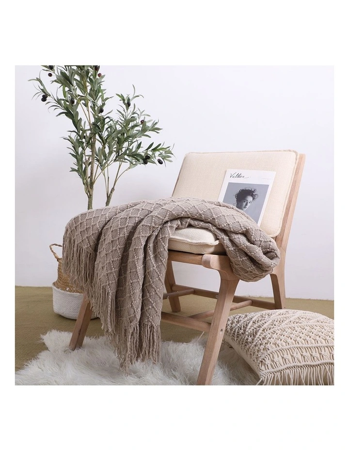 SOGA 2 Pack Coffee Diamond Knitted Throw Blanket 130x170cm image 2