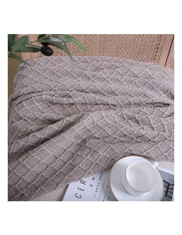 SOGA 2 Pack Coffee Diamond Knitted Throw Blanket 130x170cm image 6