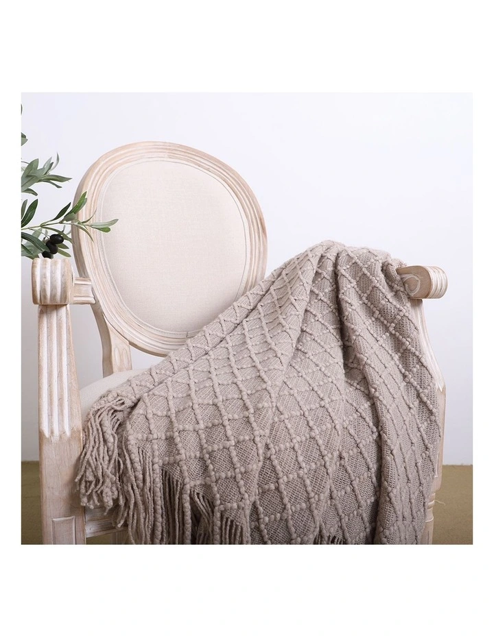 SOGA 2 Pack Coffee Diamond Knitted Throw Blanket 130x170cm image 7
