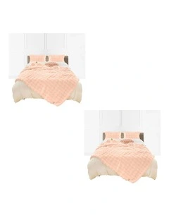 SOGA 2 Pack Pink Rabbit Fur Throw Blanket 160x200cm