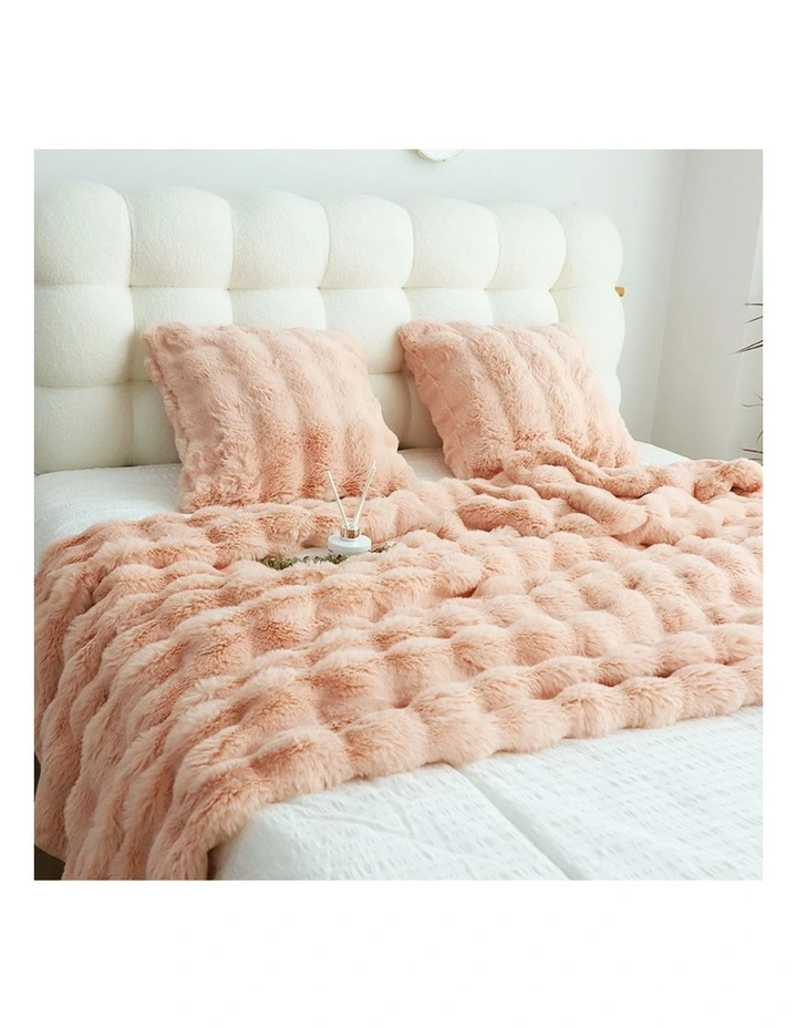 SOGA 2 Pack Pink Rabbit Fur Throw Blanket 160x200cm image 6