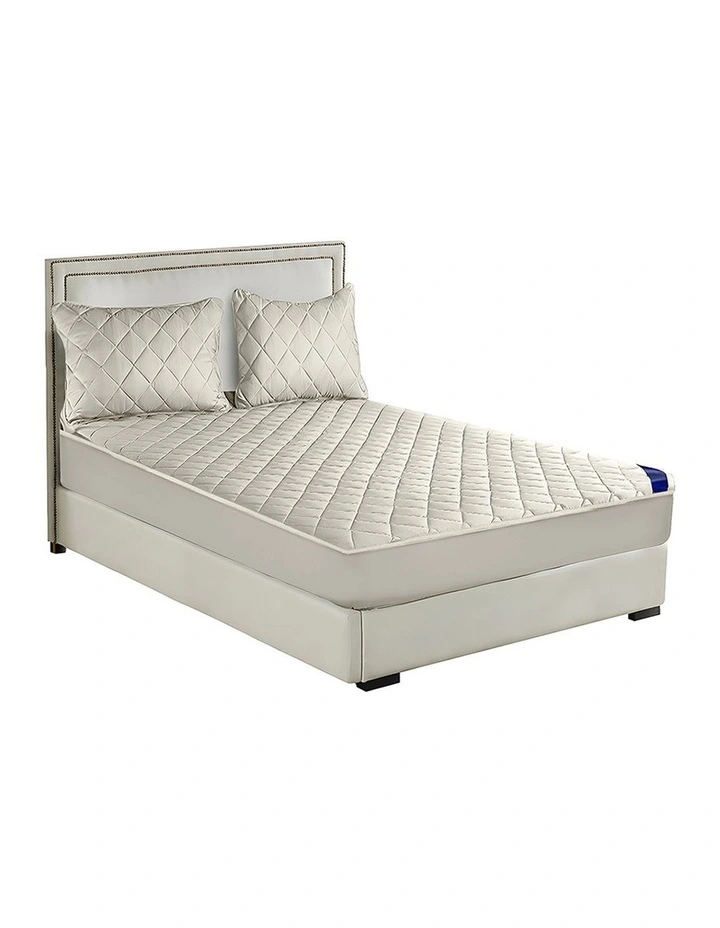 SOGA 153cm White Quilted Mattress Cover Set with Pillow Covers image 1