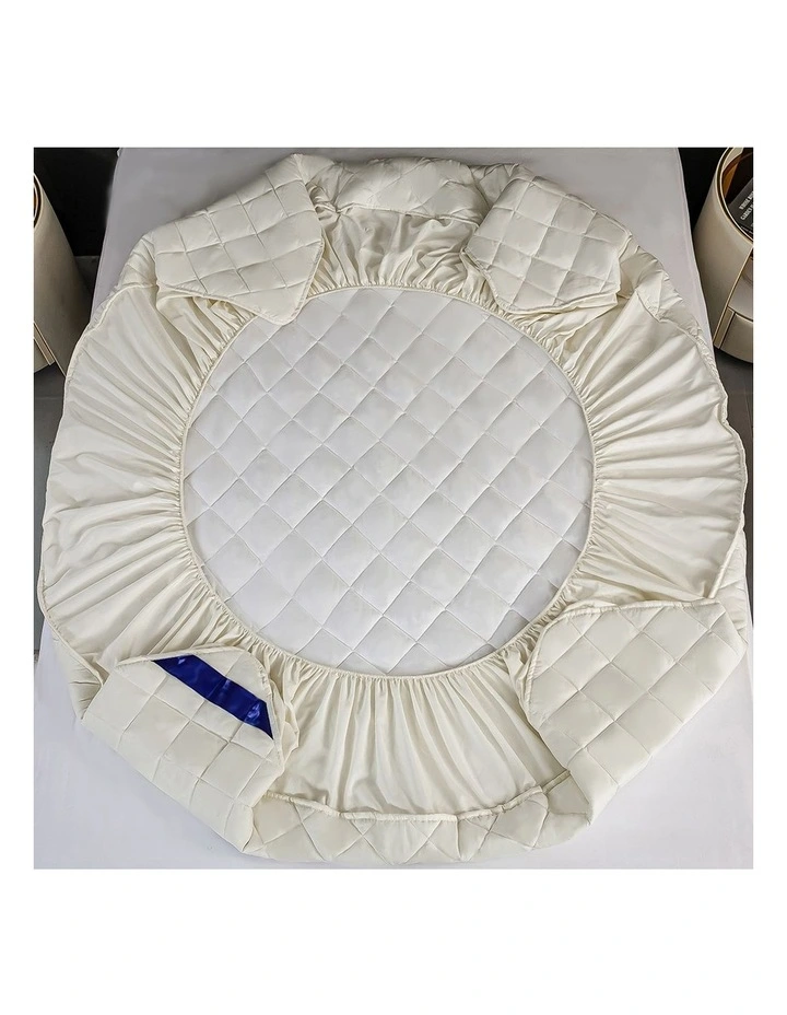 SOGA 153cm White Quilted Mattress Cover Set with Pillow Covers image 4