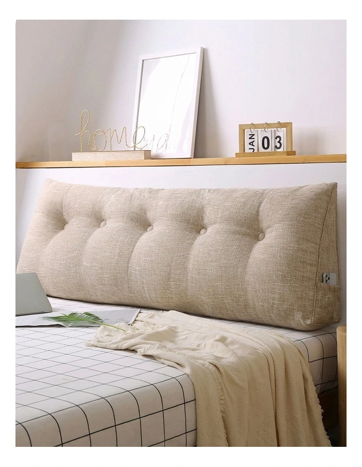 SOGA 2X 150cm Beige Triangular Wedge Headboard Backrest Pillow image 2