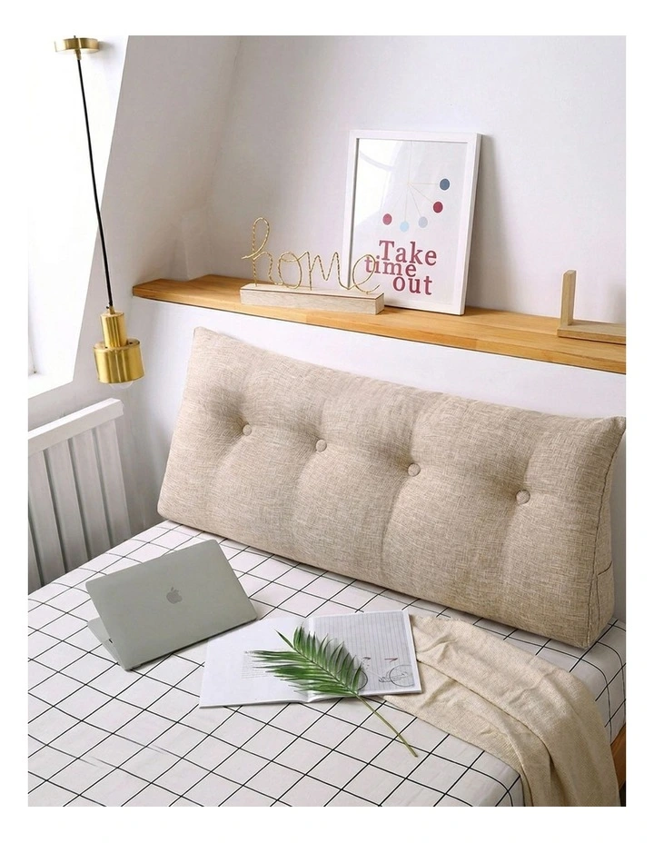 SOGA 2X 150cm Beige Triangular Wedge Headboard Backrest Pillow image 3