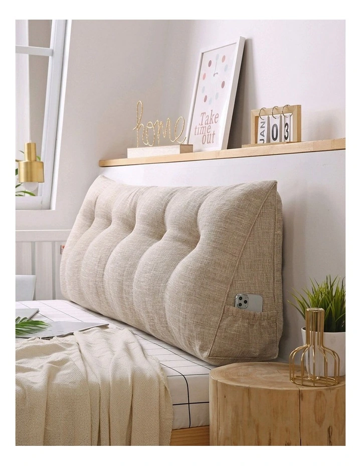 SOGA 2X 150cm Beige Triangular Wedge Headboard Backrest Pillow image 5