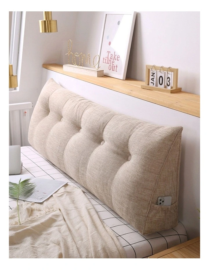 SOGA 2X 150cm Beige Triangular Wedge Headboard Backrest Pillow image 6