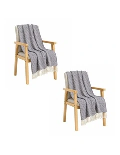SOGA 2 Pack Grey Polyester Throw Blanket 127x170cm