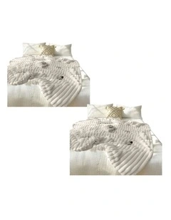 SOGA 2 Pack Pearl White Milk Velvet Throw Blanket 150x200cm