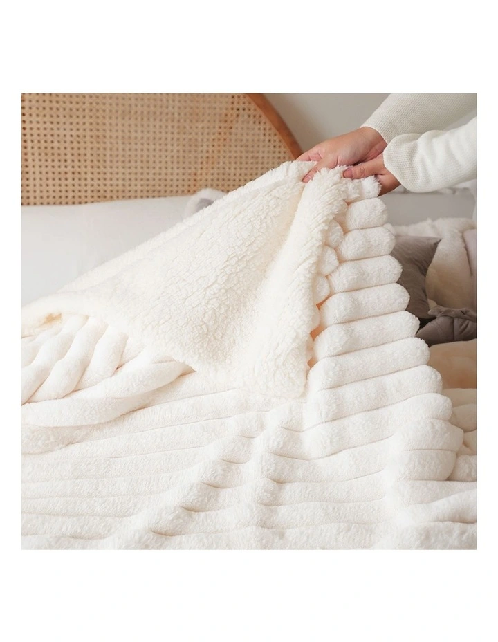 SOGA 2 Pack Pearl White Milk Velvet Throw Blanket 150x200cm image 6