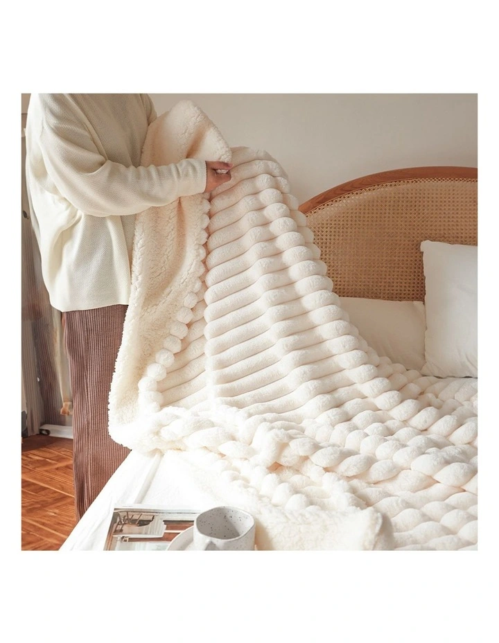 SOGA 2 Pack Pearl White Milk Velvet Throw Blanket 150x200cm image 7