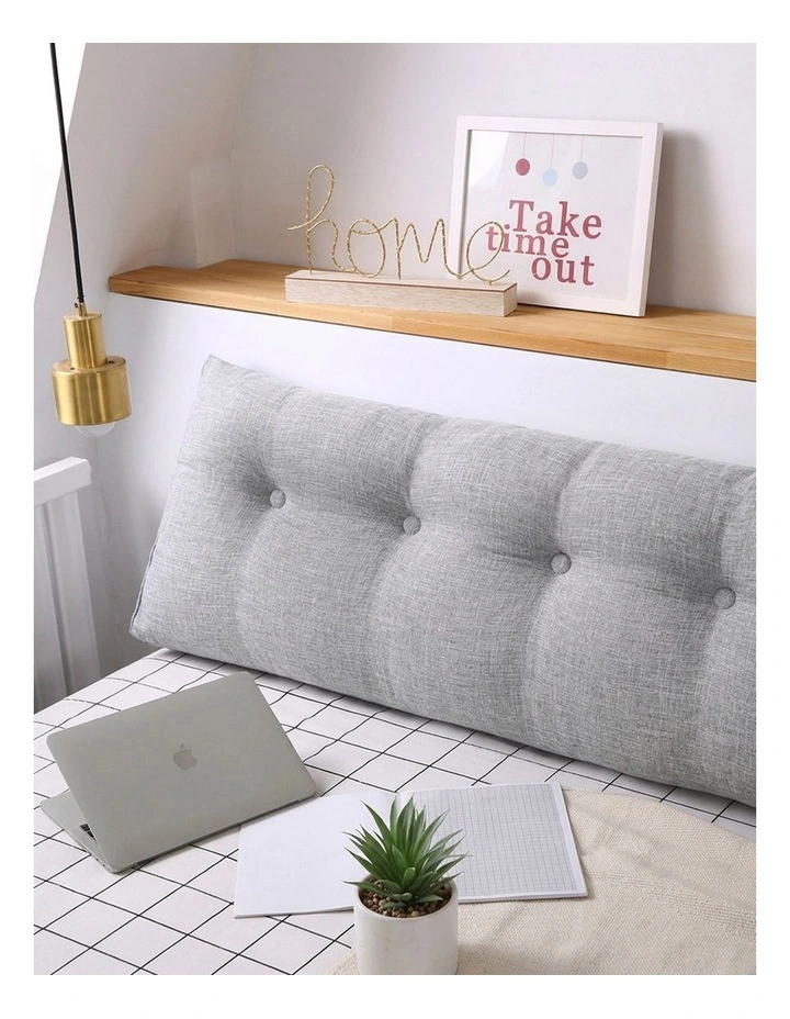 SOGA 2X 180cm Silver Wedge Bed Pillow Headboard Cushion image 6