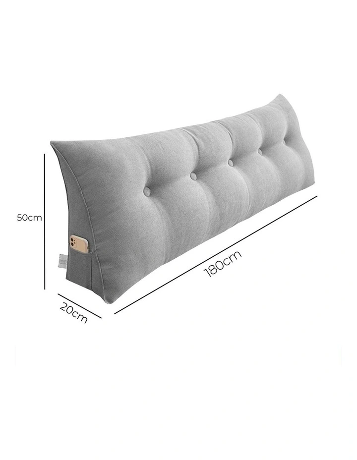 SOGA 2X 180cm Silver Wedge Bed Pillow Headboard Cushion image 7