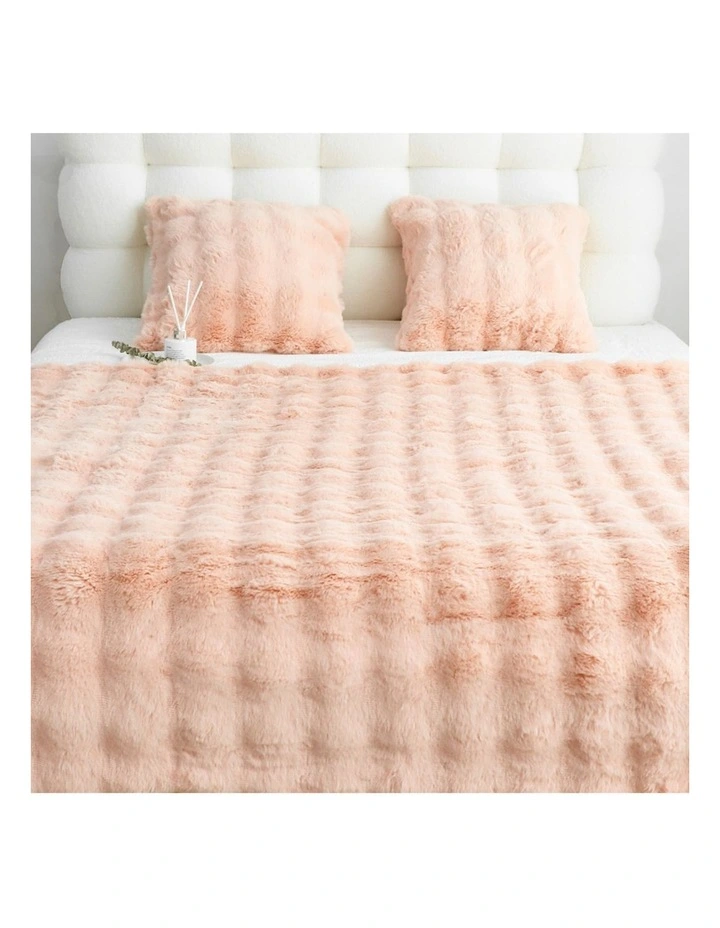 SOGA Pink Double Layer Rabbit Fur Throw Blanket 160x200cm image 3