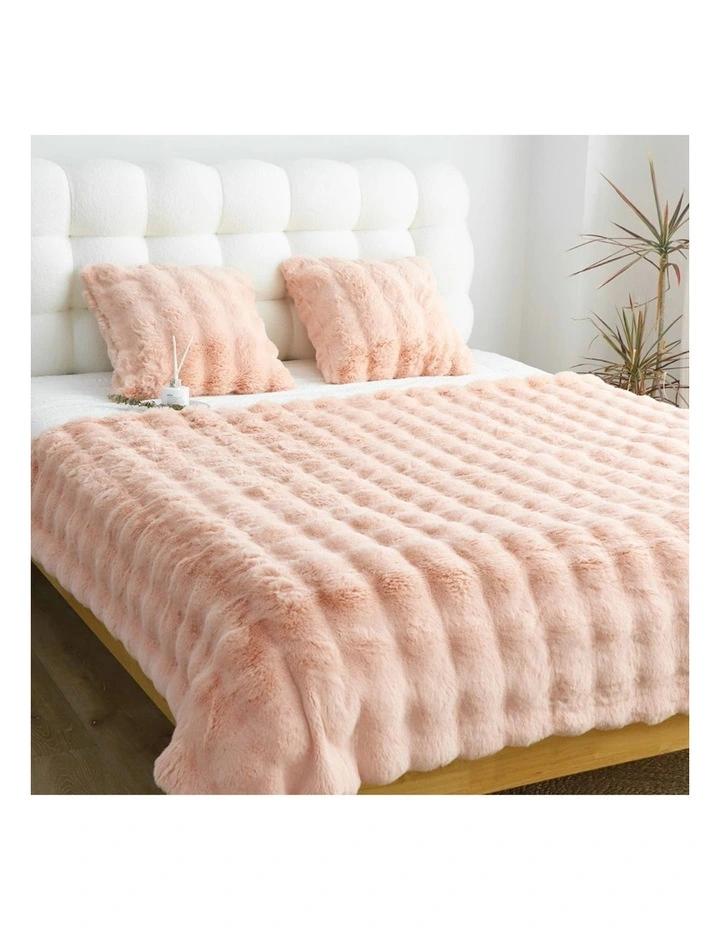 SOGA Pink Double Layer Rabbit Fur Throw Blanket 160x200cm image 4