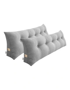 SOGA 2X 100cm Silver Wedge Bed Pillow Headboard Cushion