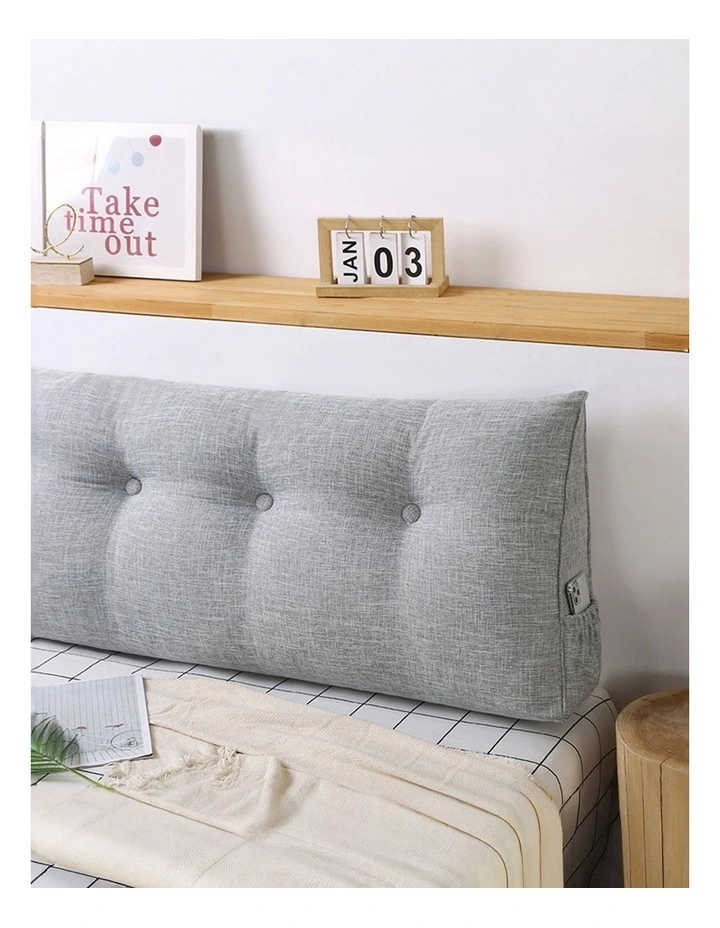 SOGA 2X 100cm Silver Wedge Bed Pillow Headboard Cushion image 3