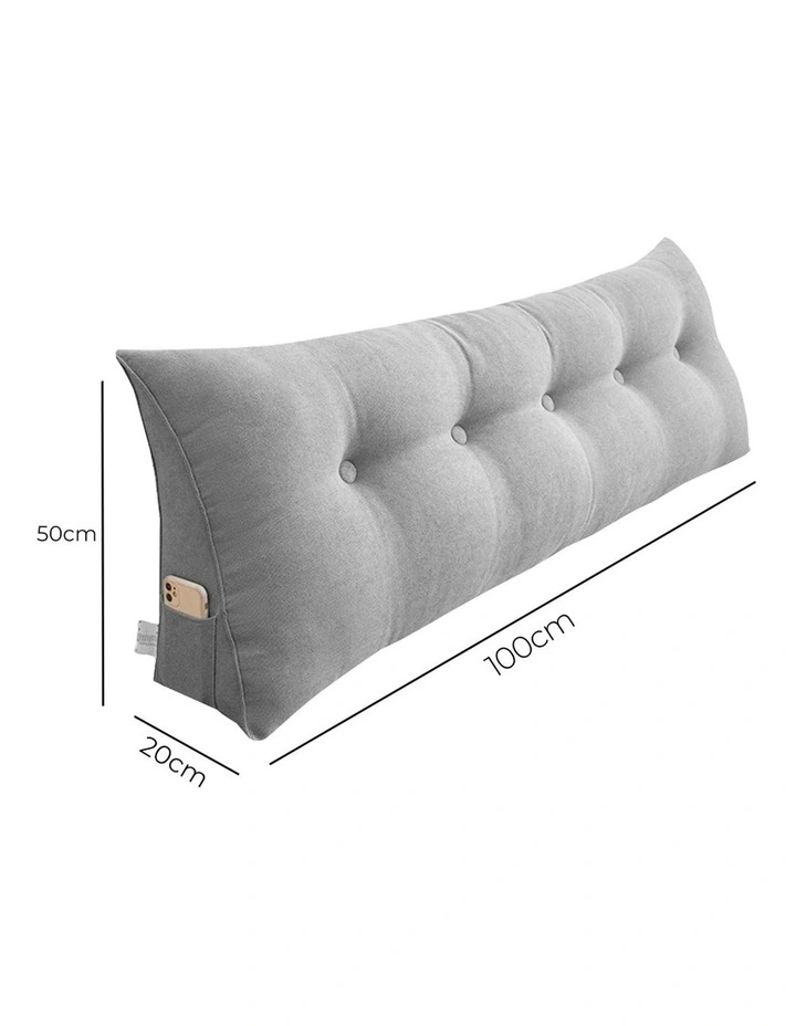 SOGA 2X 100cm Silver Wedge Bed Pillow Headboard Cushion image 7