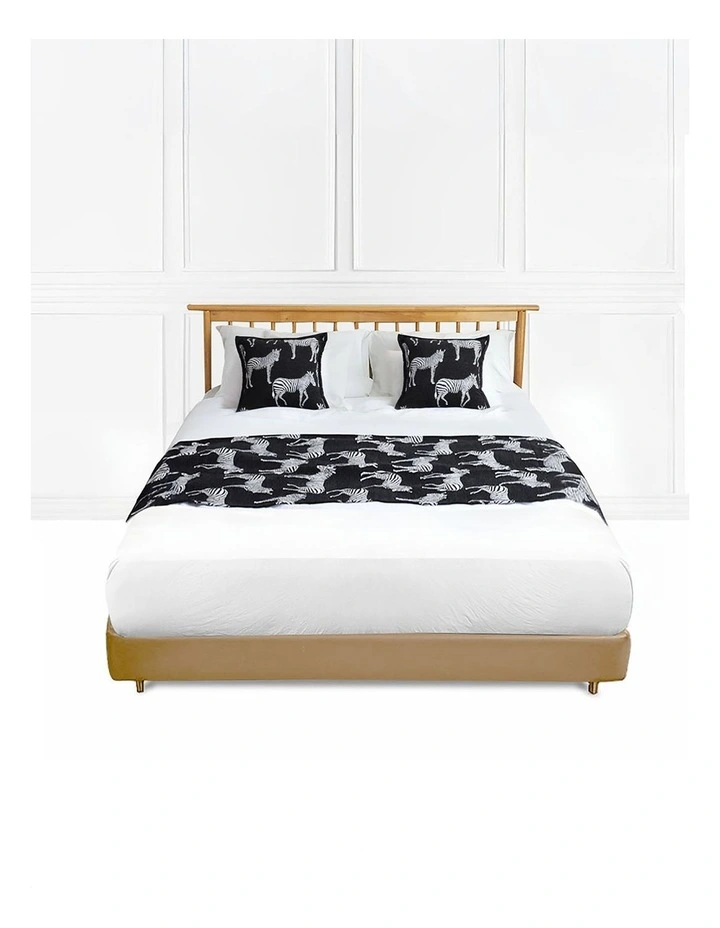 SOGA 1.8m Black Zebra Luxury Bed Runner Vintage Bedding Set of 3 image 1