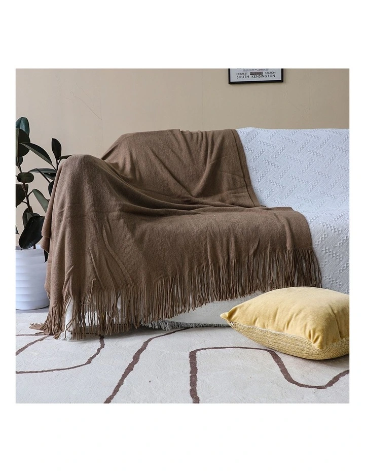 SOGA 2 Pack Coffee Acrylic Knitted Throw Blanket 130x220cm image 3