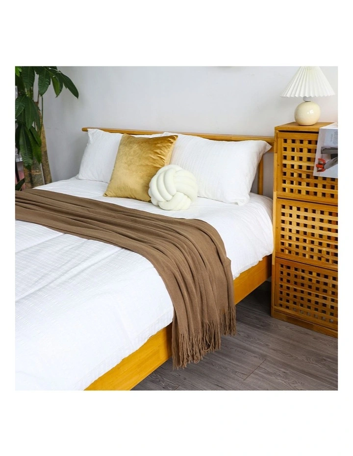 SOGA 2 Pack Coffee Acrylic Knitted Throw Blanket 130x220cm image 6