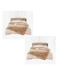 SOGA 2 Pack Light Camel Fur Fuzzy Throw Blanket 200x230cm