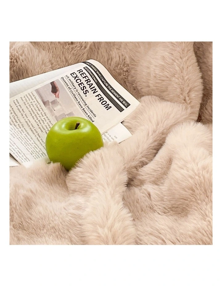 SOGA 2 Pack Light Camel Fur Fuzzy Throw Blanket 200x230cm image 4