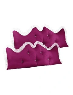 SOGA 2X 180cm Burgundy Princess Headboard Cushion with Ruffle Lace