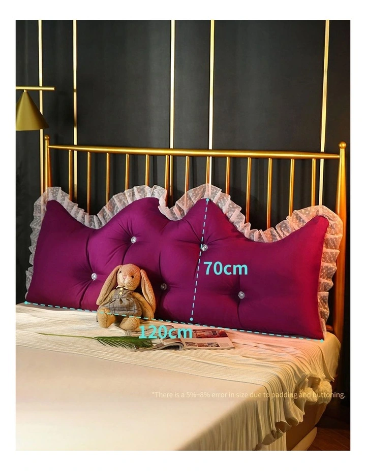 SOGA 2X 180cm Burgundy Princess Headboard Cushion with Ruffle Lace image 2