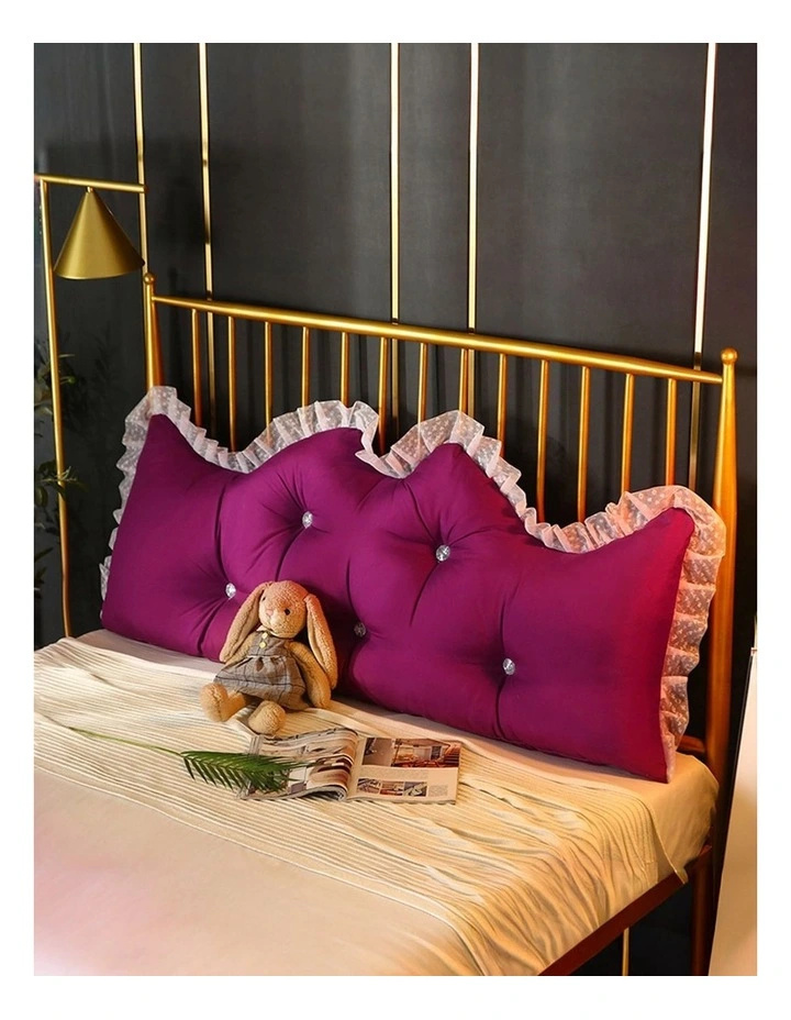 SOGA 2X 180cm Burgundy Princess Headboard Cushion with Ruffle Lace image 3