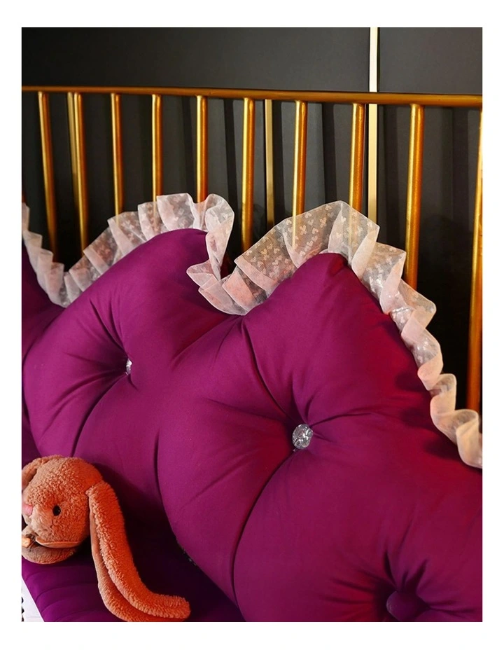 SOGA 2X 180cm Burgundy Princess Headboard Cushion with Ruffle Lace image 6