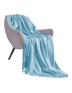 SOGA Sky Blue Acrylic Knitted Throw Blanket 130x220cm
