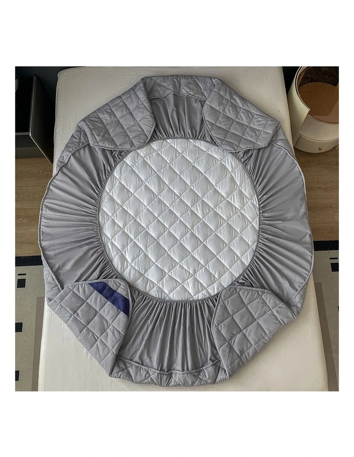 SOGA 2 Pack Grey King Cross-Hatch Quilted Mattress Cover Sets with 4 Pillowcases image 5