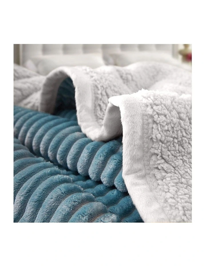 SOGA 2 Pack Blue Thick Flannel Throw Blanket 200x220cm image 5