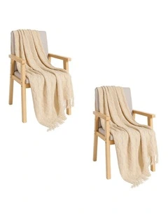 SOGA 2 Pack Cream Polyester Throw Blanket 40x30x6cm