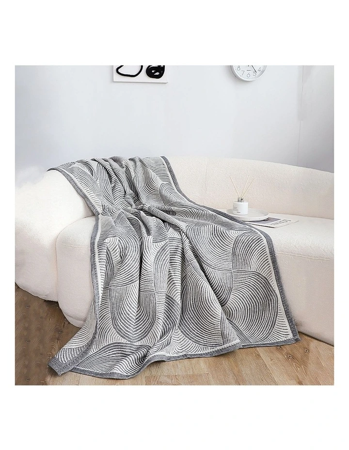 SOGA 2 Pack Charcoal Grey Geometric Swirl Throw Blanket 130x180cm image 2