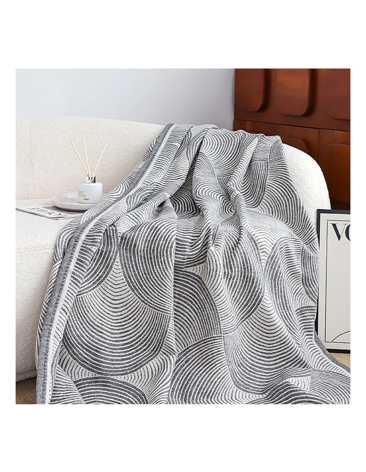 SOGA 2 Pack Charcoal Grey Geometric Swirl Throw Blanket 130x180cm image 3