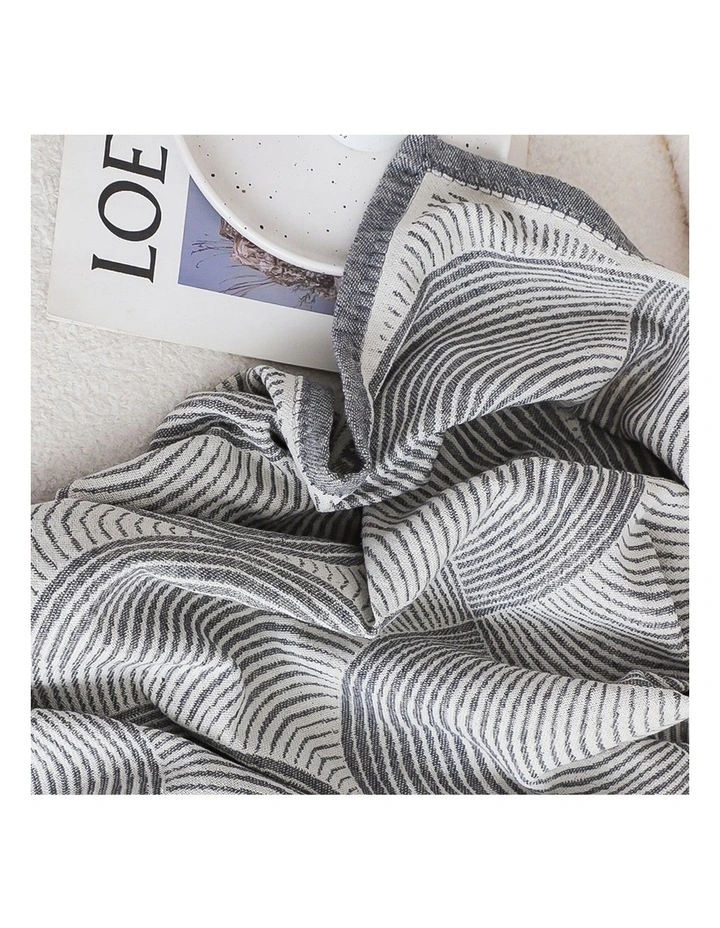 SOGA 2 Pack Charcoal Grey Geometric Swirl Throw Blanket 130x180cm image 4