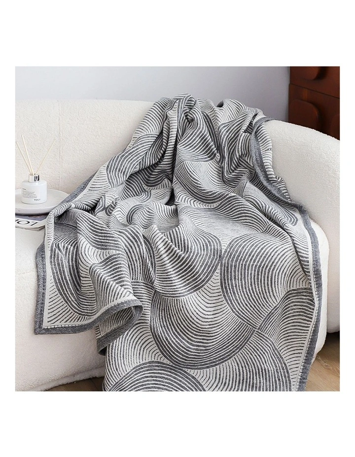 SOGA 2 Pack Charcoal Grey Geometric Swirl Throw Blanket 130x180cm image 5