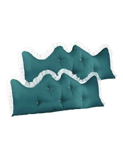 SOGA 2X 180cm Blue-Green Princess Headboard Cushion with Ruffle Lace