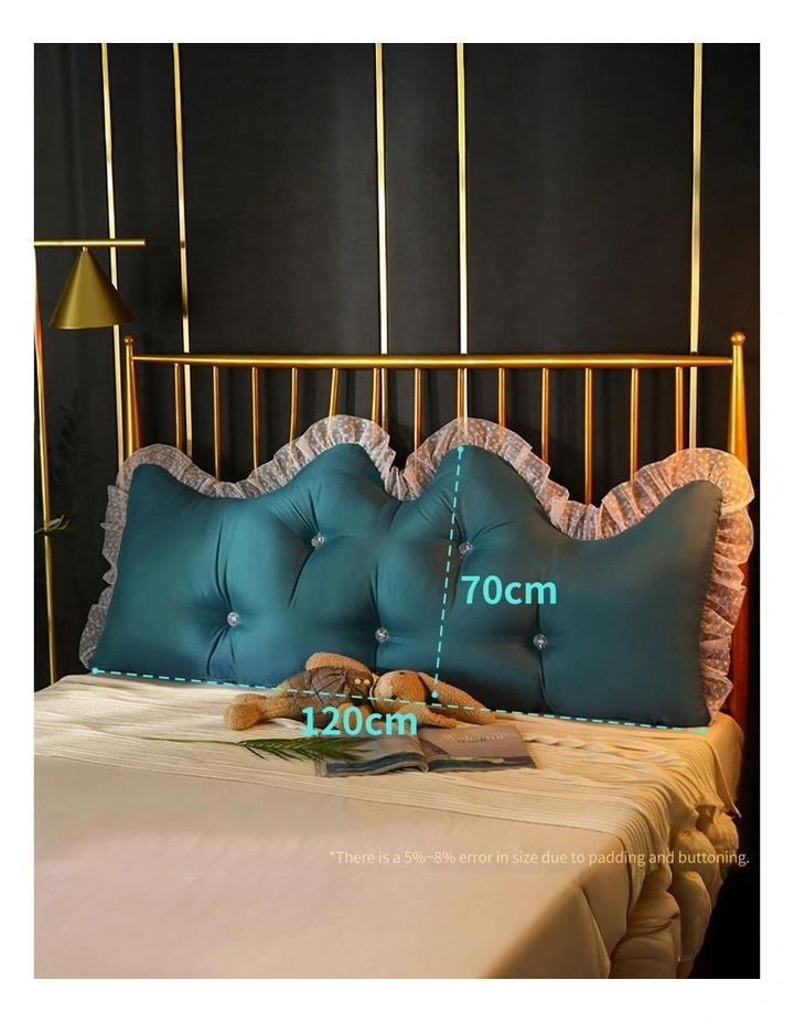 SOGA 2X 180cm Blue-Green Princess Headboard Cushion with Ruffle Lace image 2