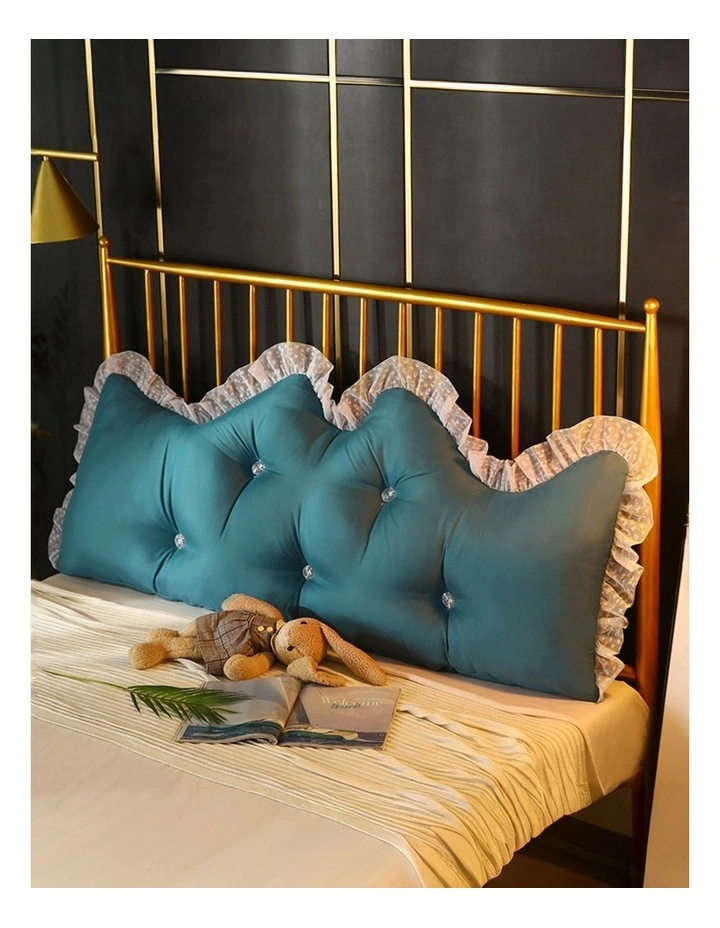 SOGA 2X 180cm Blue-Green Princess Headboard Cushion with Ruffle Lace image 3